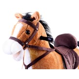 Hobbelpaard - beweegt & maakt geluid - 73x28x70 cm - lichtbruin