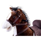 Hobbelpaard - beweegt & maakt geluid - 73x28x70cm - donkerbruin