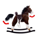 Hobbelpaard - beweegt & maakt geluid - 73x28x70cm - donkerbruin