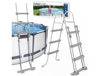 Zwembad trap - Bestway - 107 cm - 3 treden - metaal - wit