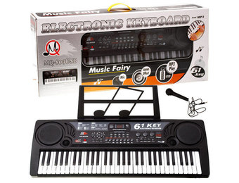 Keyboard piano - 61 toetsen - 81x30 cm - met microfoon - zwart