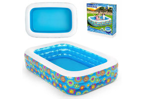 Opblaas zwembad - Bestway - 229x152x56 cm - blauw met bloemen