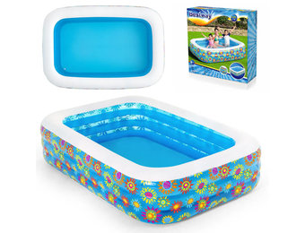 Opblaas zwembad - Bestway - 229x152x56 cm - blauw met bloemen