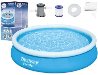 Bestway zwembad - opblaas zwembad - rond - 366 x 76 cm - blauw