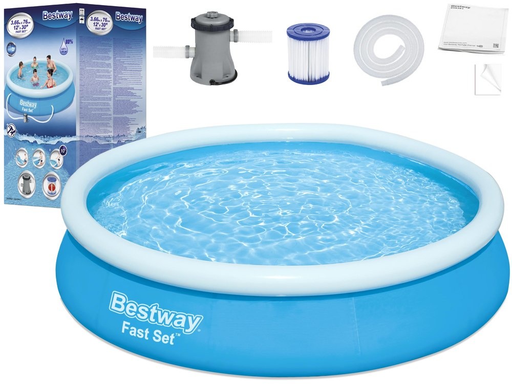 Bestway zwembad - opblaas zwembad - rond - 366 x 76 cm - blauw