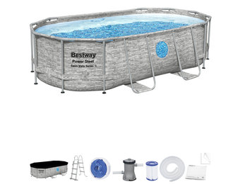 Bestway zwembad - Power Steel - 427x250x100cm - stenen muur