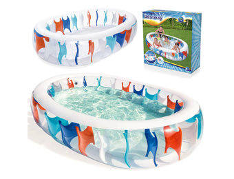 Bestway opblaas zwembad - ovaal - 229x152x51cm - rood wit blauw