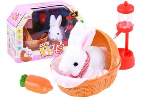 Knuffel konijn - 17x19x9 cm - interactief - met accessoires