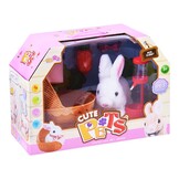 Knuffel konijn - 17x19x9 cm - interactief - met accessoires