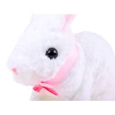 Knuffel konijn - 17x19x9 cm - interactief - met tasje - roze