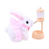 Knuffel konijn - 17x19x9 cm - interactief - met tasje - roze