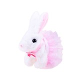 Knuffel konijn - 17x19x9 cm - interactief - met tasje - roze