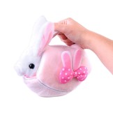 Knuffel konijn - 17x19x9 cm - interactief - met tasje - roze