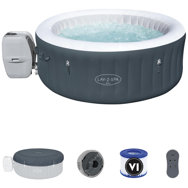 Opblaasbare jacuzzi - Bestway Lay-Z-Spa Bali - LED - grijs