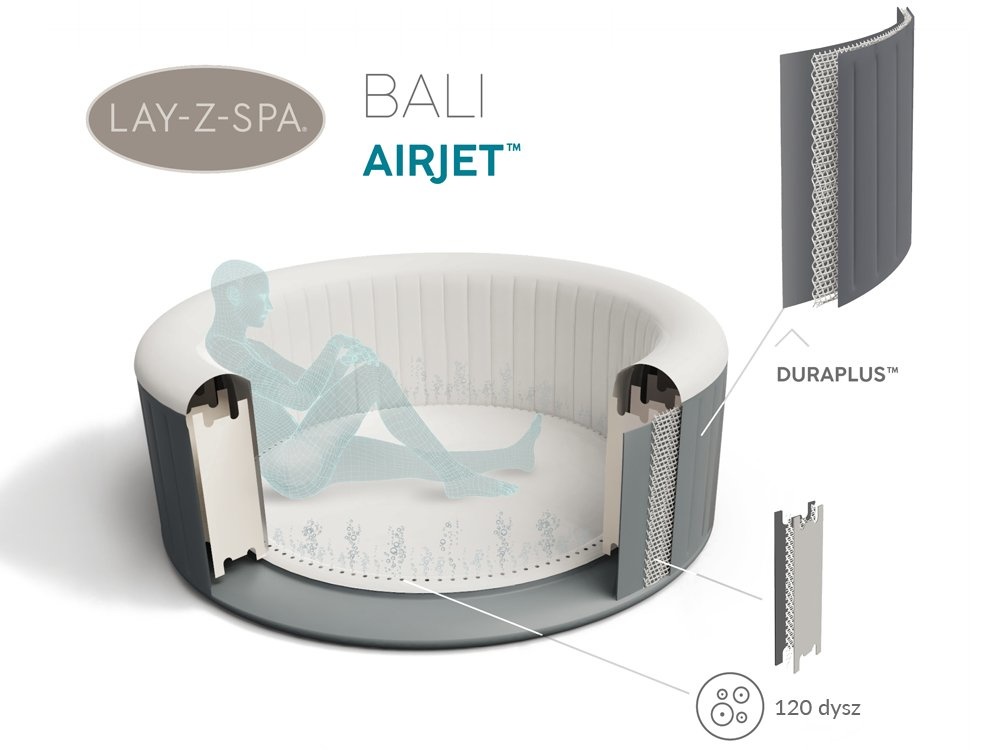 Opblaasbare jacuzzi - Bestway Lay-Z-Spa Bali - LED - grijs