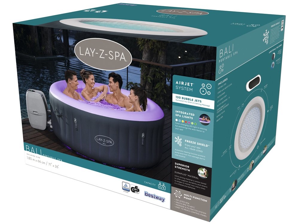 Opblaasbare jacuzzi - Bestway Lay-Z-Spa Bali - LED - grijs