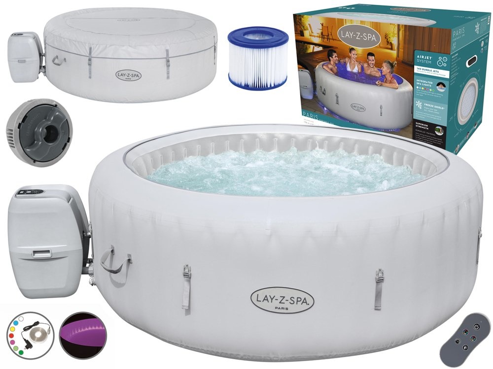 Opblaasbare jacuzzi - Bestway Lay-Z-Spa Paris - LED - wit