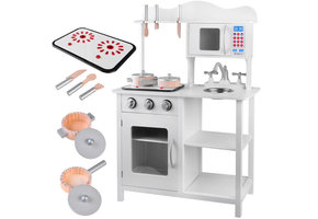 Speelgoed keuken - hout - met keukengerei - 60x30x85 cm - wit