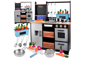 Speelgoed keuken - met kookgerei - 74x30x95,5 cm - industrieel