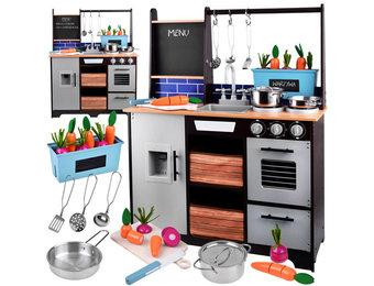 Speelgoed keuken - met kookgerei - 74x30x95,5 cm - industrieel