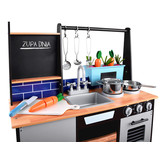 Speelgoed keuken - met kookgerei - 74x30x95,5 cm - industrieel