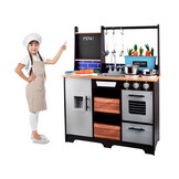 Speelgoed keuken - met kookgerei - 74x30x95,5 cm - industrieel