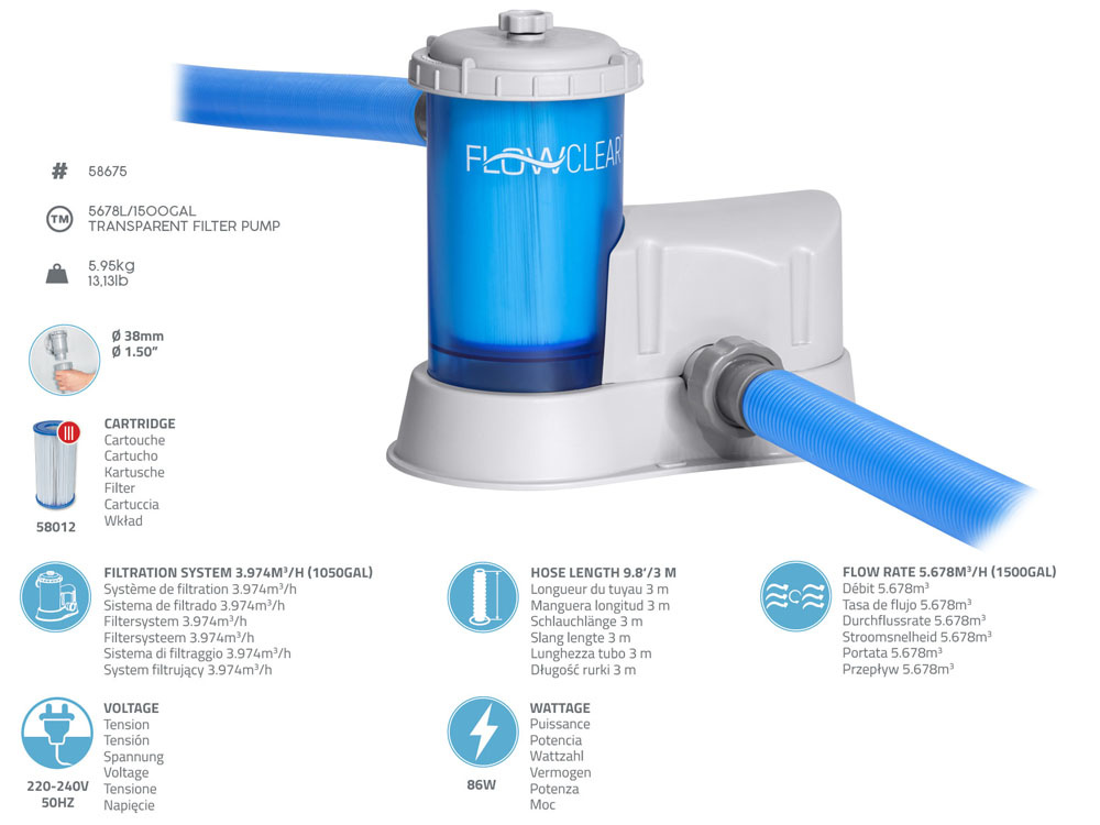Bestway Flowclear - filterpomp - 5678 l/u - filtertype III