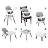 Kinderstoel - babystoel - 6-in-1 - multifunctioneel - grijs wit