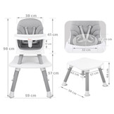 Kinderstoel - babystoel - 6-in-1 - multifunctioneel - grijs wit