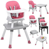 Kinderstoel - babystoel - 6-in-1 - multifunctioneel - roze wit
