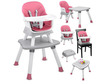 Kinderstoel - babystoel - 6-in-1 - multifunctioneel - roze wit