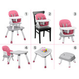 Kinderstoel - babystoel - 6-in-1 - multifunctioneel - roze wit