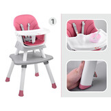 Kinderstoel - babystoel - 6-in-1 - multifunctioneel - roze wit