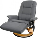 Fauteuil met massage, verwarming en voetensteun - grijs kunstleer