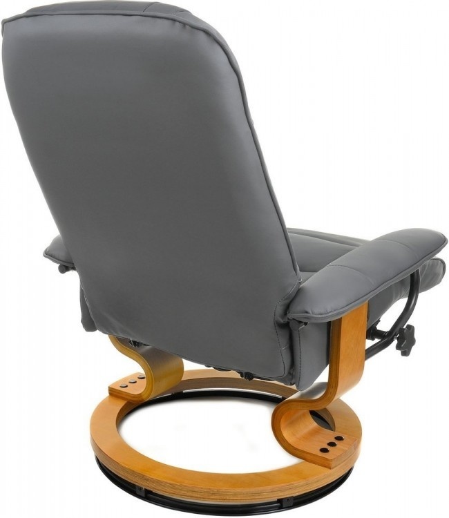 Fauteuil met massage, verwarming en voetensteun - grijs kunstleer