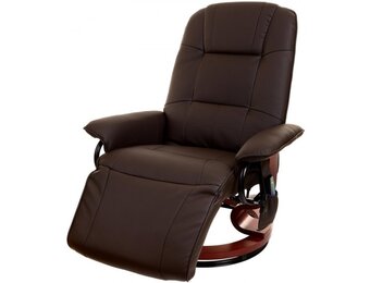 Fauteuil met massage, verwarming en voetensteun - bruin kunstleer