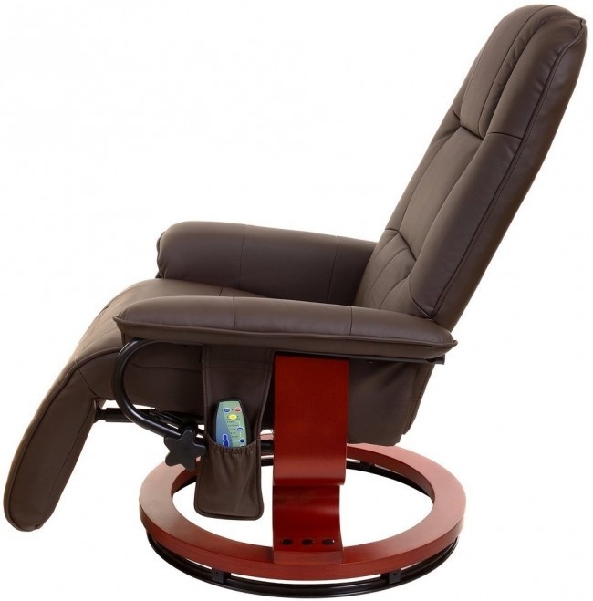 Fauteuil met massage, verwarming en voetensteun - bruin kunstleer