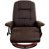 Fauteuil met massage, verwarming en voetensteun - bruin kunstleer