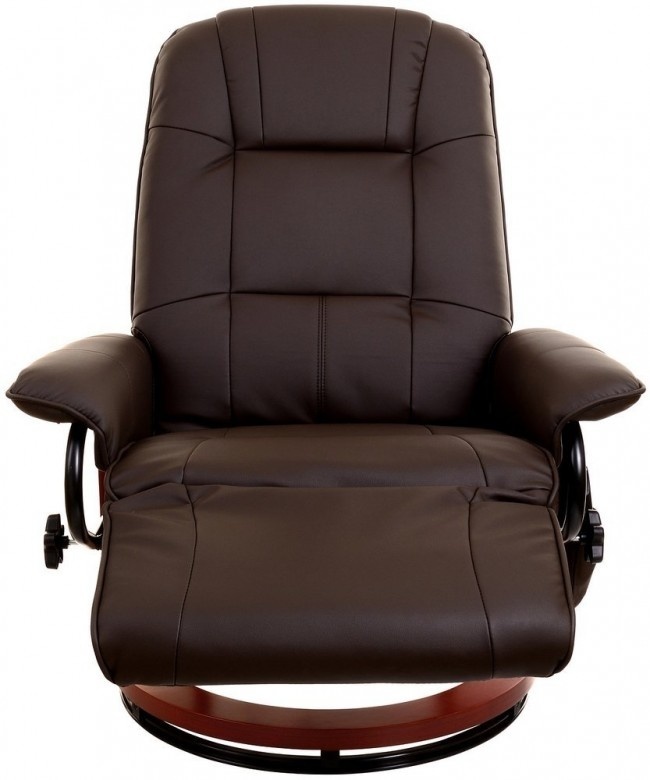 Fauteuil met massage, verwarming en voetensteun - bruin kunstleer
