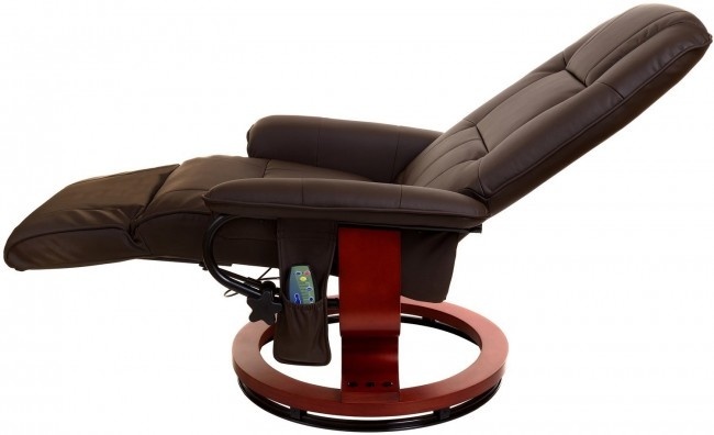 Fauteuil met massage, verwarming en voetensteun - bruin kunstleer