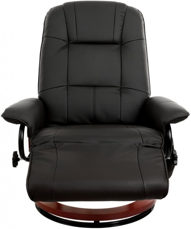Fauteuil met massage, verwarming en voetensteun - zwart kunstleer