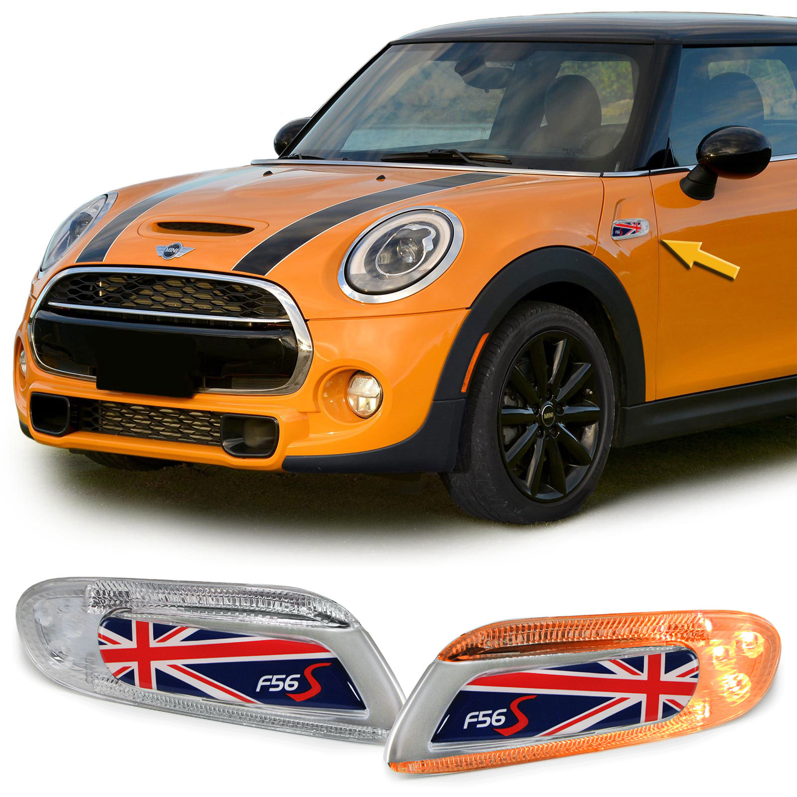 LED-zijknipperlichten - Mini Cooper F55 F56 F57 - Union Jack vlag - Rood Blauw