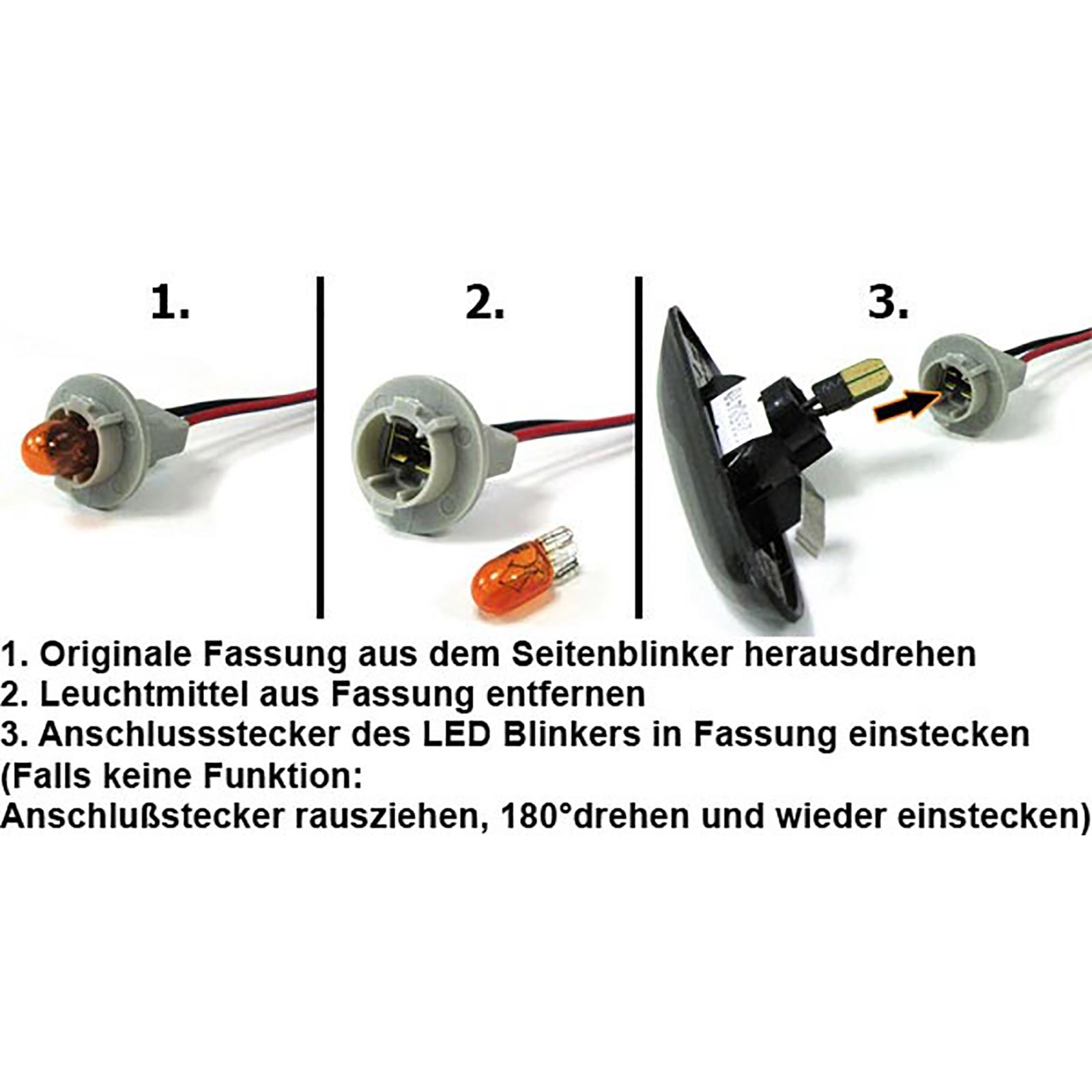 LED-zijknipperlichten - BMW E81 E82 E87 E88 E92 E93 X1 E84 - Rook/Zwart - Registratievrij