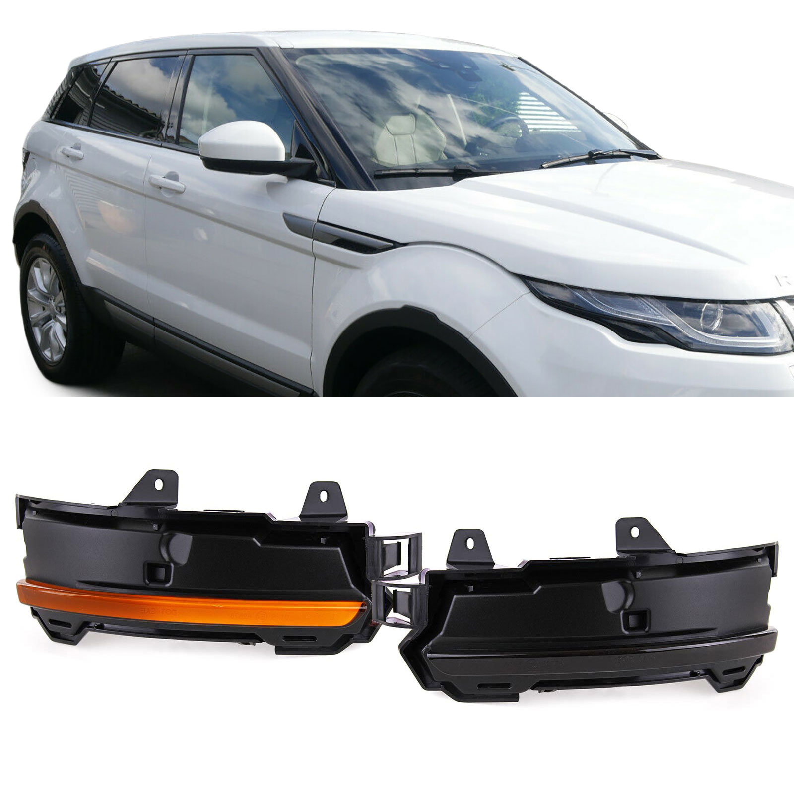 Zijknipperlichtspiegel - Land Range Rover Evoque 14-18 - LED - zwart rook