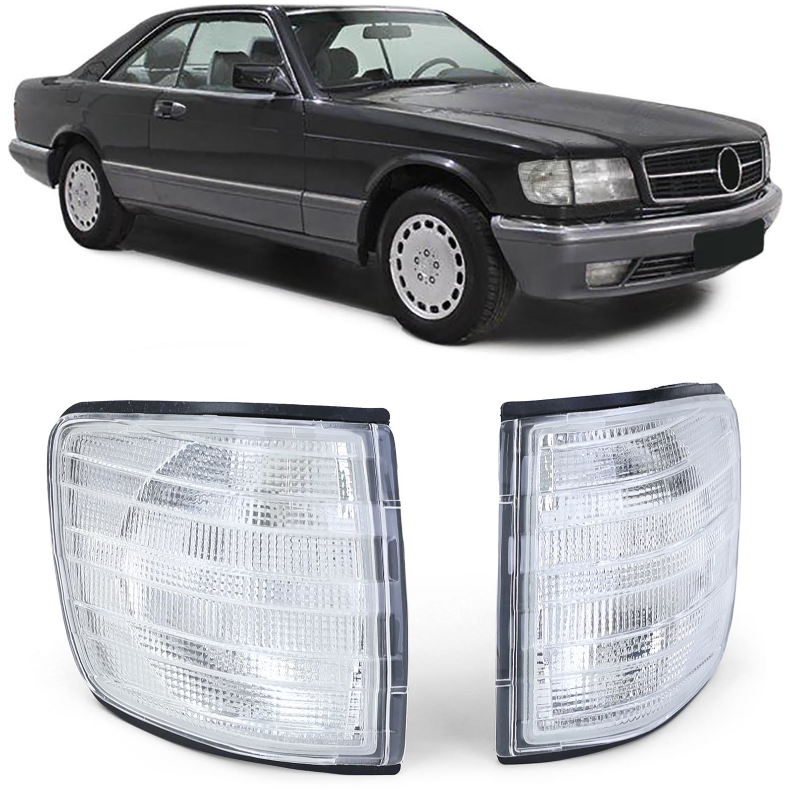 Richtingaanwijzers - Mercedes W126 Coupe SEC 80-91 - Wit - E-keurmerk
