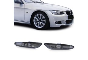 Zijknipperlichten geschikt voor BMW E81 E82 E87 E88 E90 E91 E92 E93 X1 - zwart - rookzwart