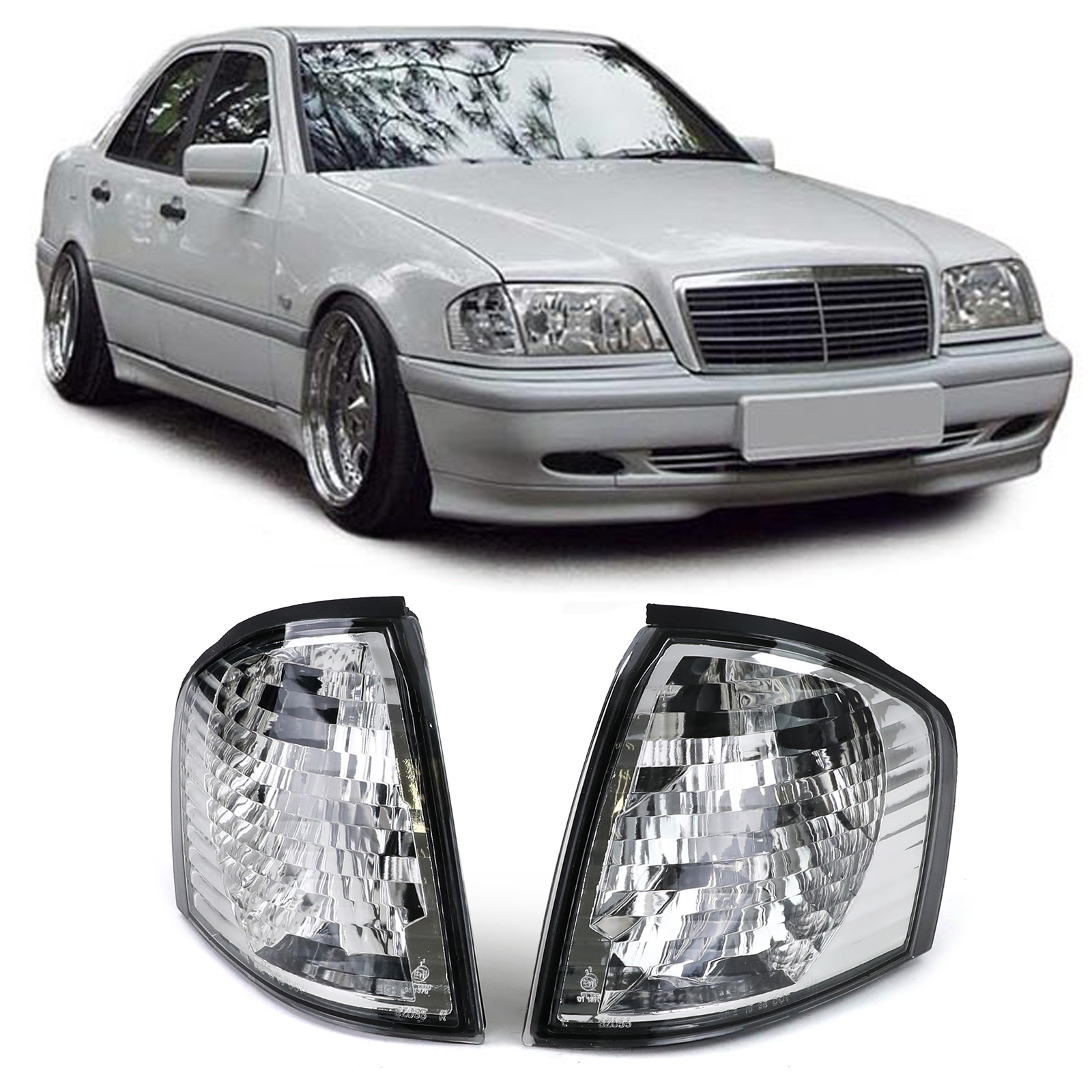 Richtingaanwijzers - Mercedes C-Klasse W202 - Heldere witte glazen - Set van 2