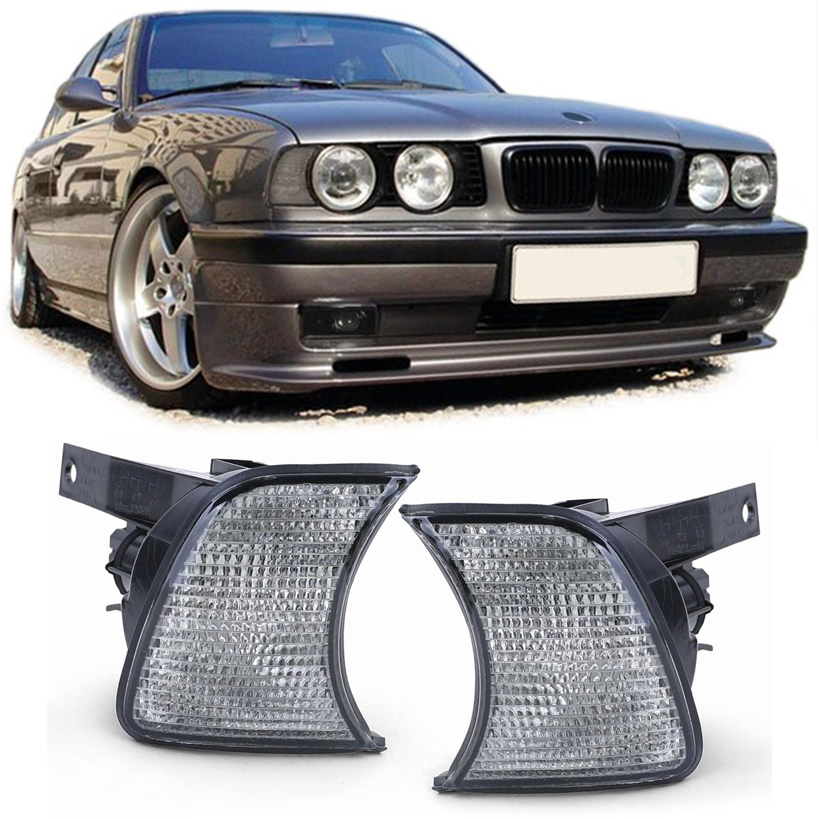 Knipperlichten - BMW 5 Serie E34 87-97 - Zwart Smoke - E-keur & inclusief lamphouder