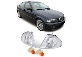 Knipperlichten geschikt voor BMW 3 Serie E46 Sedan Touring 98-01 - Wit Kristal - Inclusief Oranje Lampen