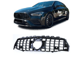 Grille - geschikt voor Mercedes CLA X118 vanaf 19 - Sport optiek - Zwart glans